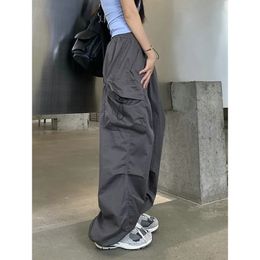 Vrachtbroeken vrouwen retro werkkleding casual flodderige rechten mode mode wide been zakken joggers y2k streetwear 240412