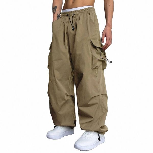 Pantalones de paracaídas de carga Hombres Harajuku de gran tamaño Streetwear Y2k Hip Hop Pierna ancha Joggers Baggy Techwear Escalada Pantalones de entrenamiento M1wg #