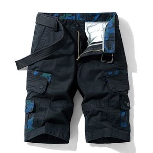 Pantaloncini cargo da uomo Cool Camouflage estivo 100% cotone Pantaloni corti casual Marchio di abbigliamento confortevole Camo 210714