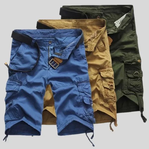 Short cargo hommes cool couleur unie coton coton mode décontracté pantalon court de marque confortable camo 240412