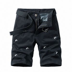 Cargo Shorts hommes Cott broderie Bermuda mâle nouveau 2024 été hommes militaires pantalons à glissière mâle Baggy tactique Shorts 73cV #