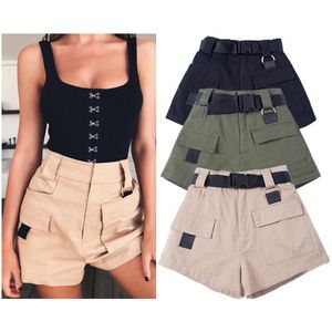 Womens Fashion Cargo Shorts Summer Streetwear Dames Shorts Broek Vrouwen Hoge getailleerde Rechte Shorts Casual Katoen Solid Rits