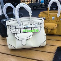 Tapis de cargaison BK Tissu Handbag Taotao Warehouse 2024 Nouveau sac pour femmes en cuir authentique avec toile Fashion Platinum Sac INSERT SAG WAVE DOT POUR AVEC LOGO HB8FTK