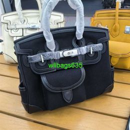 Tapis de cargaison BK Tissu Handbag Taotao Warehouse 2024 Nouveau sac pour femmes en cuir authentique avec toile Fashion Platinum Sac INSERT SAG WAVE POT SUPPORT AVEC LOGO HBG9LH