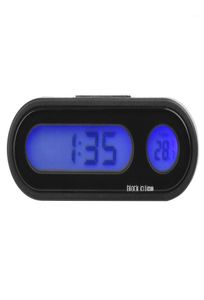 CARGOOL 2 en 1 Reloj digital para tablero de automóvil Retroiluminación LED ajustable Termómetro automático Medidor de temperatura del vehículo Black15528415