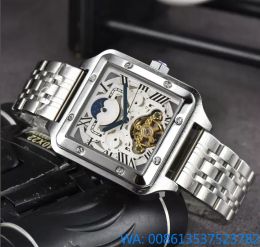 Cari 2024 Cadran Carré Mouvement Mécanique Automatique Hommes Montres De Luxe Mode Hommes Bande En Acier Pleine Horloge Or Argent Loisirs Montre-Bracelet