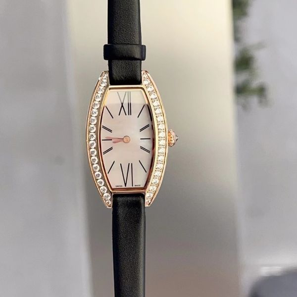 Carier Reloj de Diamantes para Mujer Diseño de barril rectangular con movimiento de cuarzo suizo Super liberación vértigo espejo de zafiro Correa italiana Reloj importado de grandes marcas