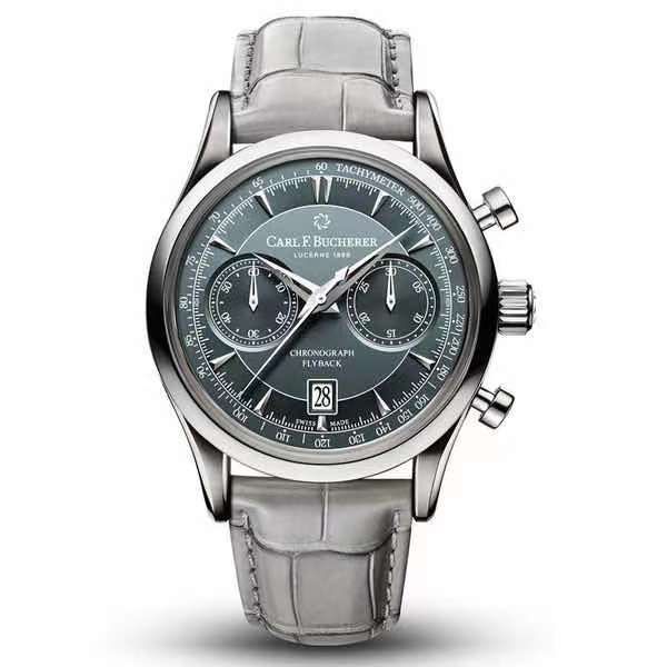 Reloj Carl F. Bucherer Marley Dragon Flyback Cronógrafo Gris Azul Dial Top Correa de cuero Reloj de cuarzo para hombre Relojes para hombre