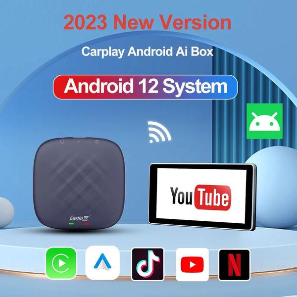 CarlinKit CarPlay Ai Box Plus Android 12 QCM6125 8-core 64G inalámbrico Android Auto Apple CarPlay Netflix TV Box para OEM con cable Car Play