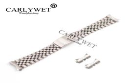 Carlywet 13 17 19 20 22 mm Liens de vis solide à extrémité courbe couverte argent 316l en acier inoxydable Bandle de montre de montre Bracelet2623422