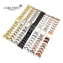 CARLYWET 13 17 19 20mm acier inoxydable 316L deux tons or Rose argent Bracelet de montre Bracelet huître pour Datejust2806