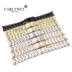 CARLYWET 20 21mm entier argent or Rose or noir 316L solide en acier inoxydable bracelet de montre ceinture bracelet Bracelets For1245Y