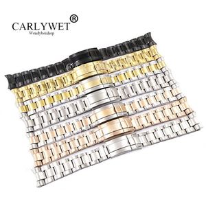 CARLYWET 20 21mm Hele Zilver Goud Rose Goud Zwart 316L Solid Rvs Horlogeband Riem Armbanden For256j