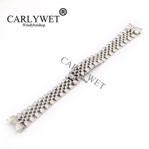 CARLYWET 20mm 316L acier inoxydable jubilé argent solide vis liens Bracelet de montre avec extrémité incurvée Bracelet ceinture pour