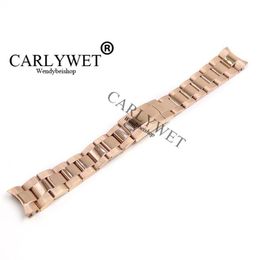 CARLYWET 20 mm neuestes 316L-Edelstahl-Roségold, massiv, gebogenes Ende, Schraubglieder, Faltschließe, Uhrenarmband, Armband266O