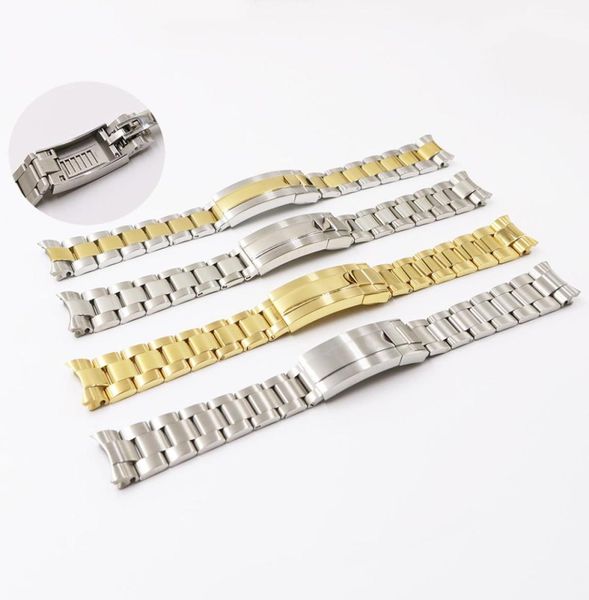 Carlywet 20 mm Two Tone Gold Silver Solid End Ext Vis Link Glide Lock Clâne Clasf Watch Band Bracelet pour GMT3441625