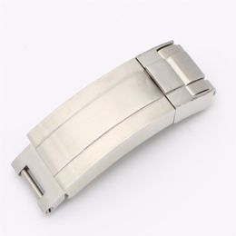 CARLYWET 9 mm x 9 mm nieuwe horlogebandgesp Glide Flip Lock inzetsluiting zilver geborsteld 316L massief metaal roestvrij staal3070