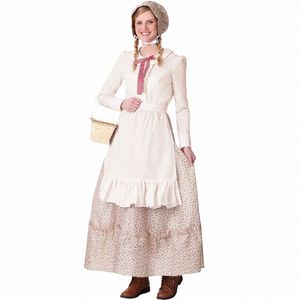 Carnaval Halen Lady Little House On The Prairie Costume Thanksgiving Village européen Maid Cosplay Fancy Party Dr s7YZ #