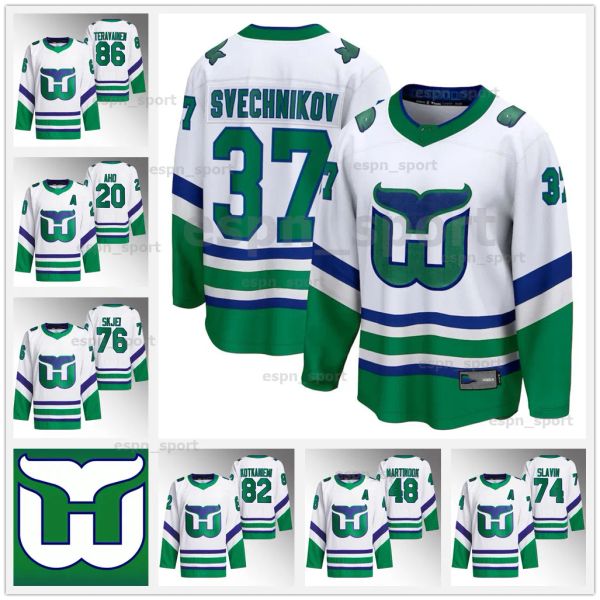 Caroline Sebastian Aho Hurricane 23/24 Hartford Whalers Jersey Andrei Svechnikov Brent Burns Frederik Andersen Jaccob Slavin Martin Necas Se