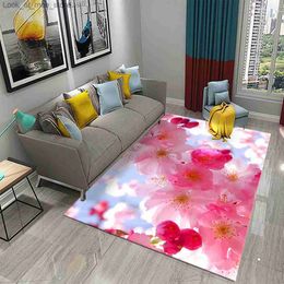 Tapis 3D beau tapis de fleur de pêcher créatif blanc rose fleur tapis cuisine salle de bain tapis antidérapant salon chambre décor tapis Q240123