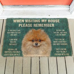 Tapijt 3D Denk aan Pomeranian Dogs House Rules Doormat Non Slip Door Floor Matten Decor Porch 230131