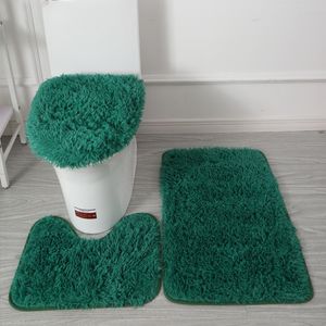 Tapis 3pcsset Solide Couleur Salle De Bains Tapis Ensemble Fluffy Poils Tapis De Bain Moderne Couvercle De Toilette Couverture Tapis Kit Rectangle 5080 5040 4550cm 230525