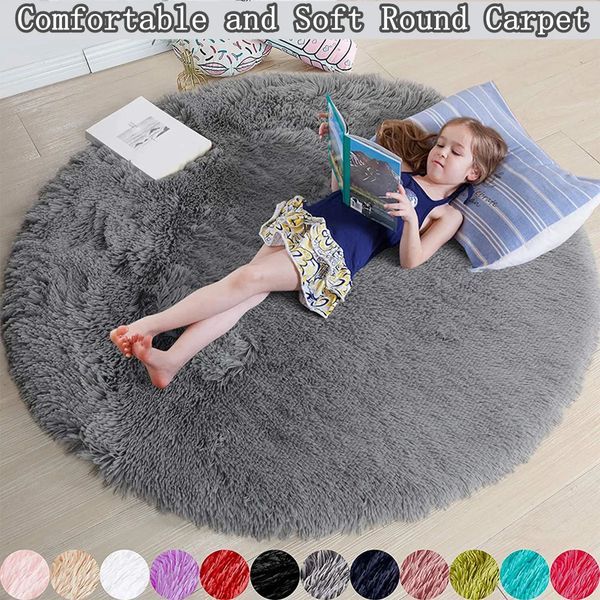 Tapis 40-160CM Tapis en Peluche Épaissi À Utiliser pour Le Canapé du Salon Lavable Style Nordique INS Confortable Doux Moelleux Tapis Shaggy Rond 231013