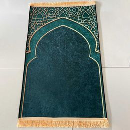 Tapijt volwassen gebedsmat voor moslim Ramadan gouden diamant fluwelen aanbidding knielen vloer tapijten niet slip zacht draagbaar reisgebeden gebeden tapijten z0411