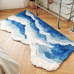 Tapijt Esthetische Tufting Oceaan Slaapkamerkleed Zacht Pluizig Scenic Wave Nachtkastje Vloermat Mat Deurmat Thuis Kamer Decor 60x120cm 230828