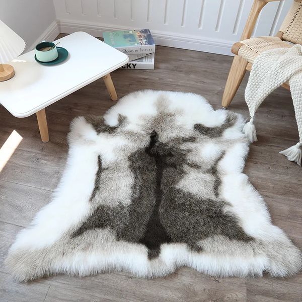 Tapis Animal fausse fourrure de renne tapis tapis en peluche chaise coussin housse de canapé Imitation cuir de renne cadeau de noël 231205