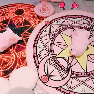 Alfombra anime sakura matriz magia alfombra puerta de alfombra estera antideslizador de peluche princesa creativa de la sala de estar creativa de la sala de estar hecha
