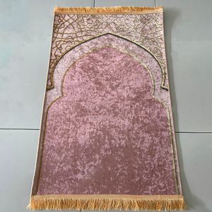Tapis anti-dérapant épaissi doux velours tapis de prière avec glands Portable voyage tapis musulman couverture culte 2023 230710
