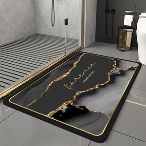 Tapijt zwart marmeren badkamer mat diatomiet snel droge luxe vloer badabsorberende niet-slip rubberen bodem binnenkomst bord 230227