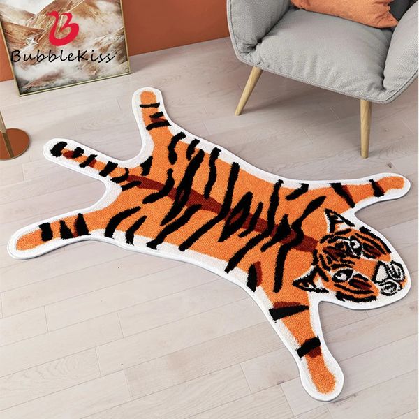 Tapis Bubble Kiss Tapis de dessin animé créatif en forme de tigre, tapis d'entrée de maison, salle de bain, absorbant et antidérapant, pour chambre à coucher, décor de chevet 231113