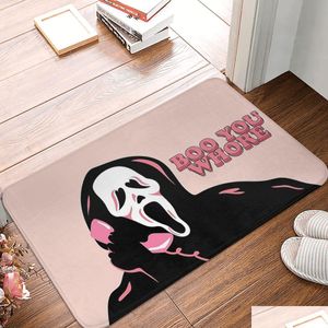 Tapijt tapijt schreeuw Sidney Prescott film niet -slip deurmat boo you hoer spook face badkeuken mat welkom huispatroon decor 22092 dht1i