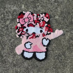 Tapis dessin animé Anime rose doux touffeté tapis 3D irrégulière en peluche Kawaii filles chambre chevet tapis décor à la maison tapis de bain antidérapant paillasson 231031