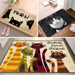 Tapis chats doux motif de maison mat bienvenue décoration de sol de sol non glissant facile à nettoyer