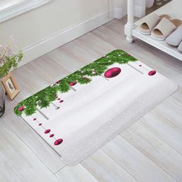 Tapis arbre de noël feuilles vert boule rouge flocon de neige plante tapis de bain tapis salle de douche paillasson cuisine tapis d'entrée décor à la maison 231027