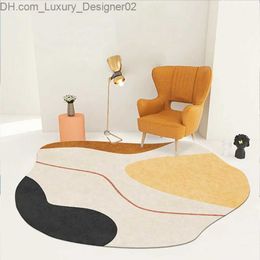 Tapis circulaire salon tapis moderne minimalisme irrégulier grand espace décoration de chambre à coucher girl art populaire tapis de sol d'hiver Q240426