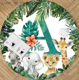 Tapis personnalisé Alphabet tapis rond Jungle tropicale tapis de pépinière bébé Safari animaux tapis bébé chambre décor bébé douche cadeau Q240123