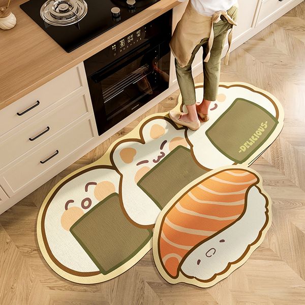 Tapis mignon Sushi cuisine tapis antidérapants pour salon chambre tapis de sol couloir entrée porte tapis décor à la maison tapis Tapete 230825