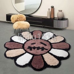 Tapis de concepteur de tapis décor décor Halloween Grimace Flower Foot Foot Mat à forme spéciale Floène de tournesol Tapis circulaire Circulaire de chambre à coucher Couverture de lit # 85641