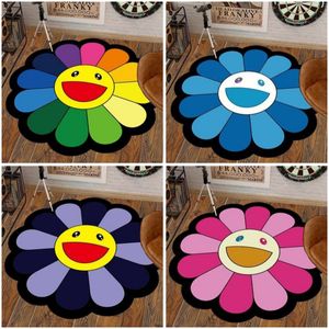 Tapijtontwerpers cartoon Zonnebloem rond tapijt antislip Multi-stijl kinderspeeltuin zacht pluche tapijt salontafel tapijt woonkamer decoratieve vloermatten