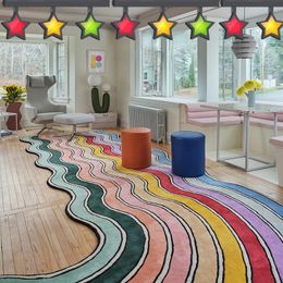 Tapijt Mode Regenboog Woonkamer Onregelmatige Vorm Versieren Salontafels Pluche Mat Slaapkamer Geavanceerde Pluizig Tapijt Tapis 231118