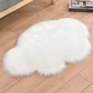 Tapis fausse fourrure tapis mode nuage forme tapis longue peluche moelleux Shaggy tapis chevet salon chambre d'enfants canapé housse de siège 231215