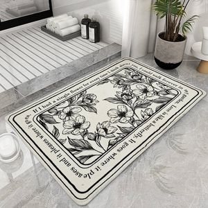 Tapis Tapis de bain floral Tapis de salle de bain absorbant l'eau Rétro pour tapis Tapis d'entrée antidérapant Tapis de côté de baignoire Décoration de la maison 230905