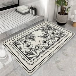 Tapijt bloemendeur mat water absorberend bad voor badkamer tapijt faux kasjmier deurmat niet-slip alfombra dormitorio juvenil 230227