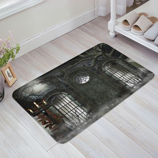 Carpet Gate Mystery Dark Halloween Horror Forest Kitchen Paildomat Bedroom Bath Pload Pload House Hold Door Mat Area Rapis Home Decor 230817