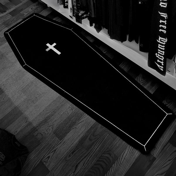 Tapis Gothique Demon Tapis Crânes Cross Floor Non-Slip Punk Area Tapis Maison Salle De Bains Chambre Tapis Décoration pour Killstar Halloween 230802