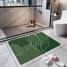 Tapijtgroene bladtapijt absorberen badkamer vloermat tropische plantenprint woonkamer decoratief gebied tapijt 230329